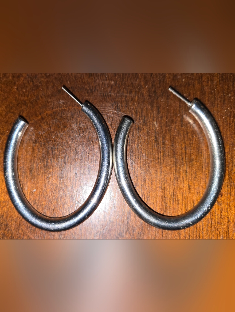 Silver Curved Tube Hoop Earrings